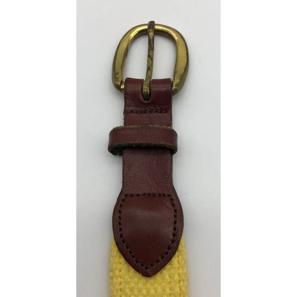 Leather Man Ltd Canvas Belt YOUTH Boys Size 24 Yellow Leather Preppy USA